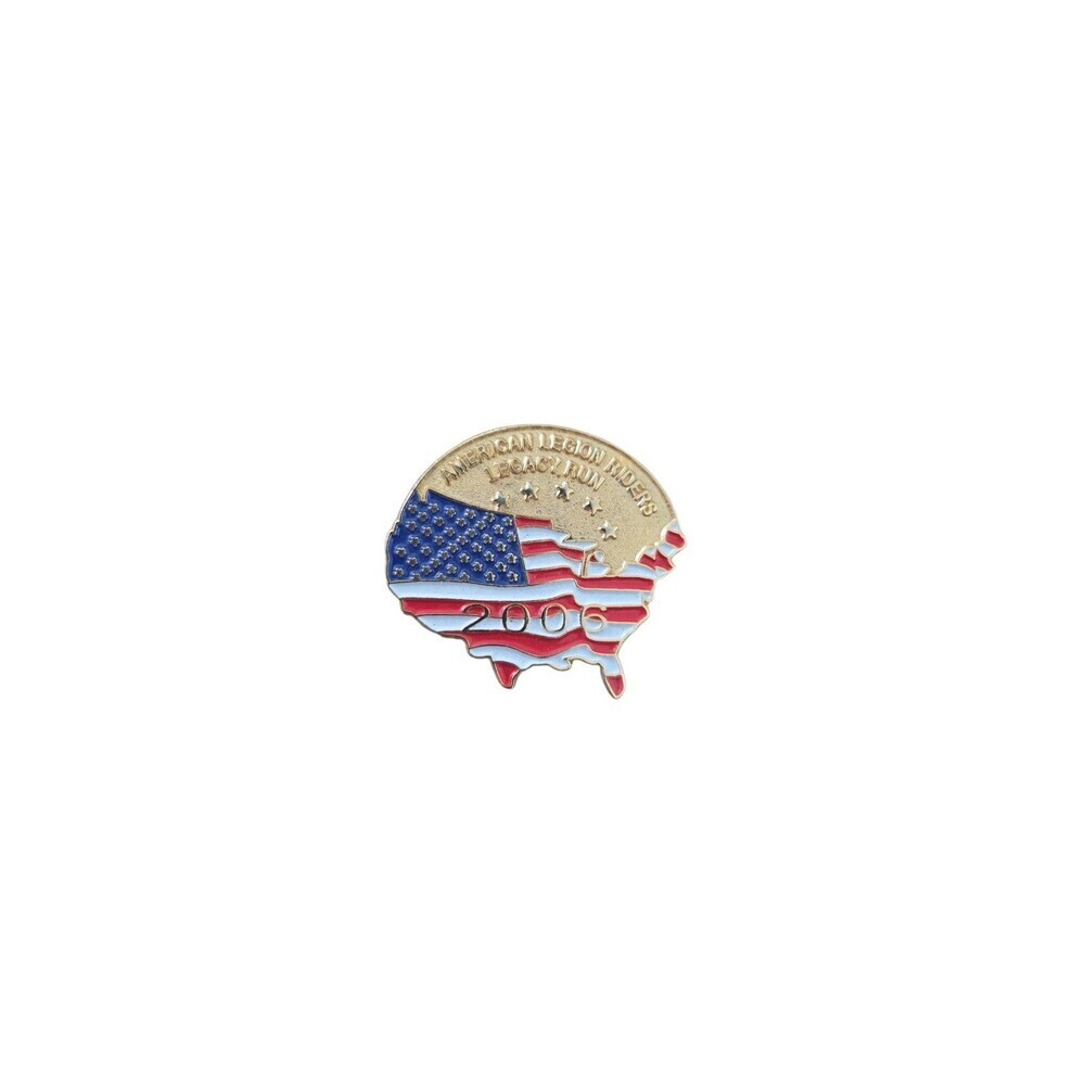 2006 American Legion Riders Legacy Run USA Flag Map Lapel Hat Pin